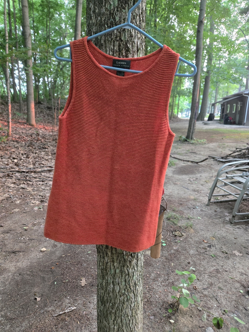 Lauren Ralph Lauren Orange-Red Sleeveless Ribbed Knit Tank Sz S